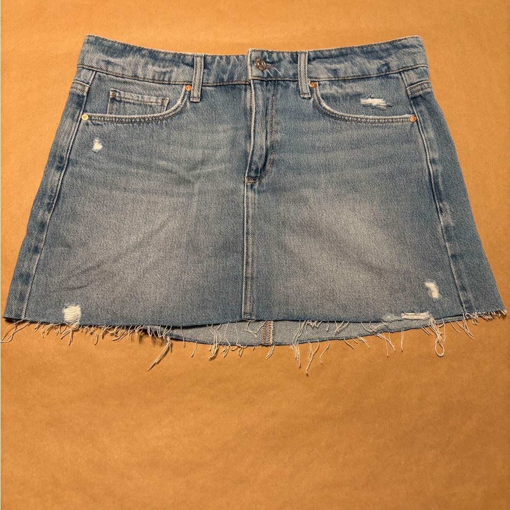 PAIGE Denim Frayed Hem‎ Mini Skirt